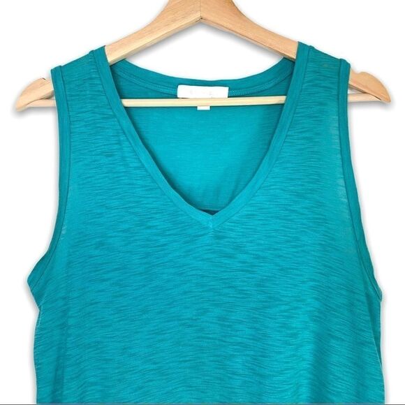 ANTHRO Eri+Ali Teal Eyelet Lace Back Tank Top - Picture 2 of 6